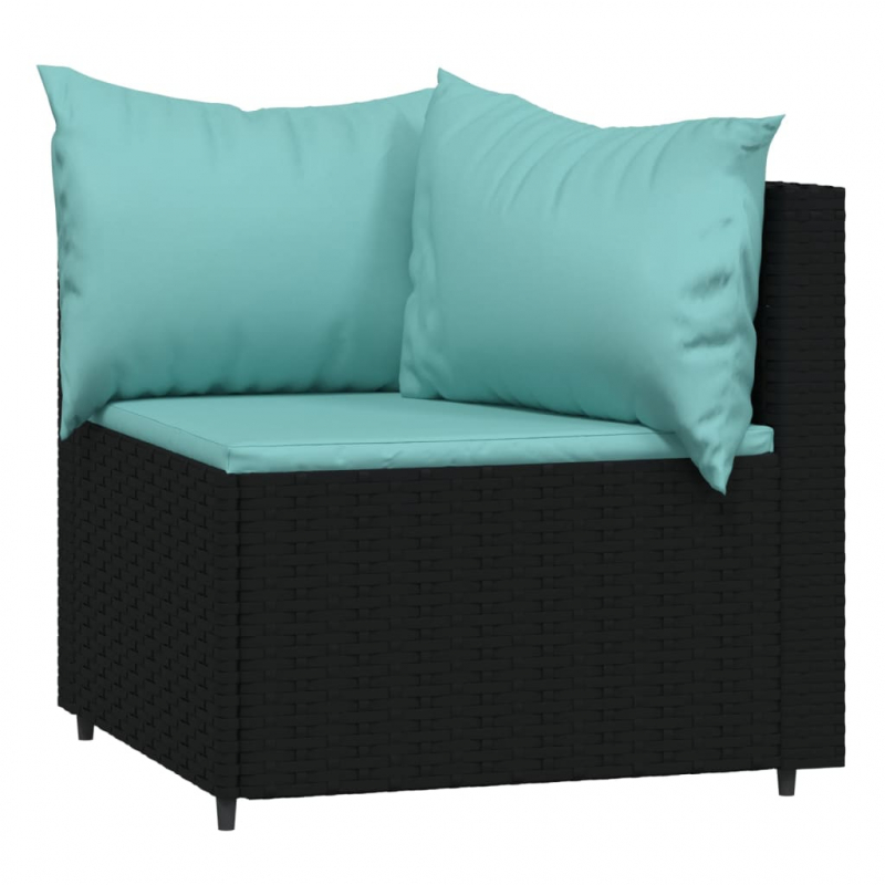 Garten-Ecksofas mit Kissen 2 Stk. Schwarz Poly Rattan