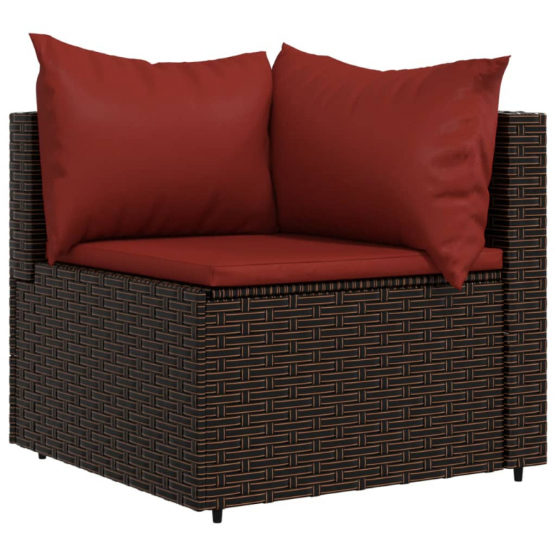 Garten-Ecksofa mit Kissen Braun Poly Rattan