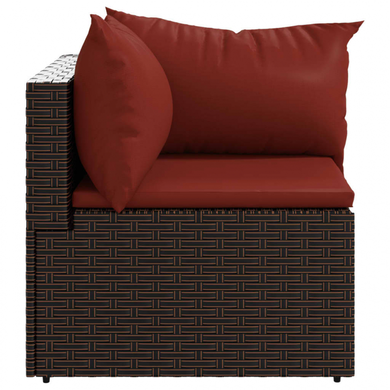 Garten-Ecksofas mit Kissen 2 Stk. Braun Poly Rattan