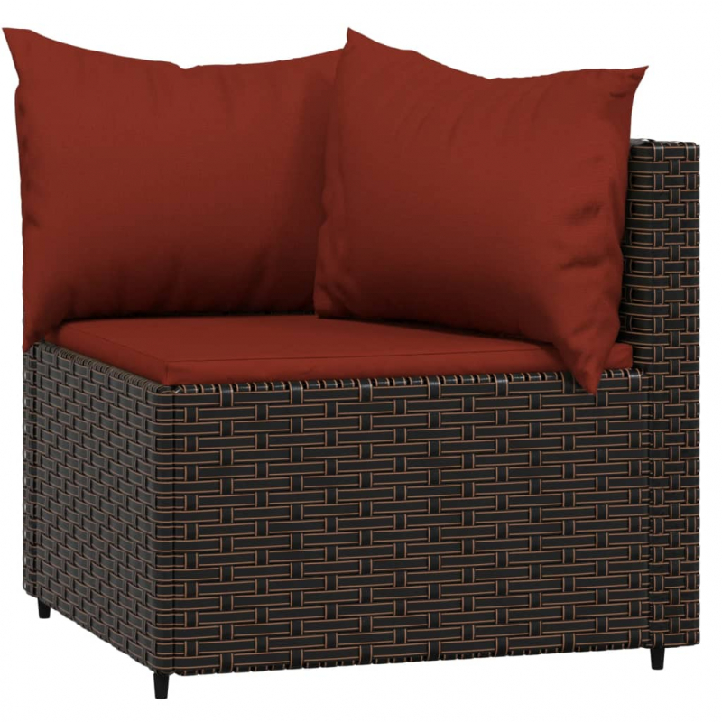 Garten-Ecksofas mit Kissen 2 Stk. Braun Poly Rattan