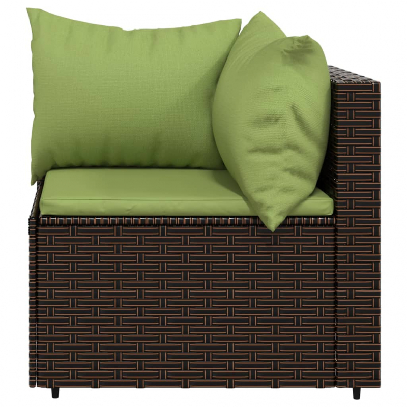 Garten-Ecksofa mit Kissen Braun Poly Rattan