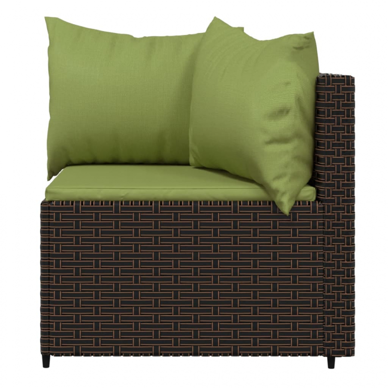 Garten-Ecksofas mit Kissen 2 Stk. Braun Poly Rattan