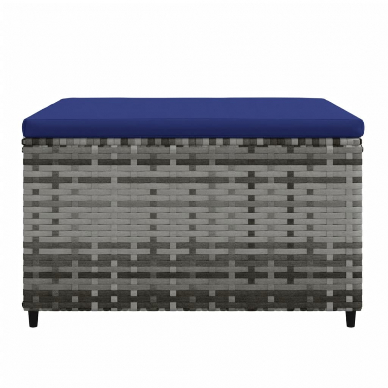 Gartenhocker mit Kissen 2 Stk. Grau Poly Rattan