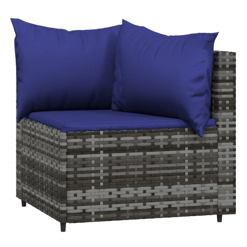 Garten-Ecksofas mit Kissen 2 Stk. Grau Poly Rattan