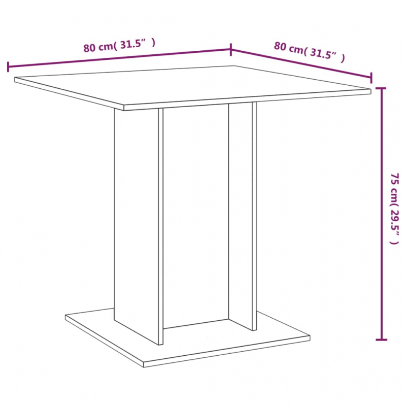 Esstisch Grau Sonoma 80x80x75 cm Holzwerkstoff