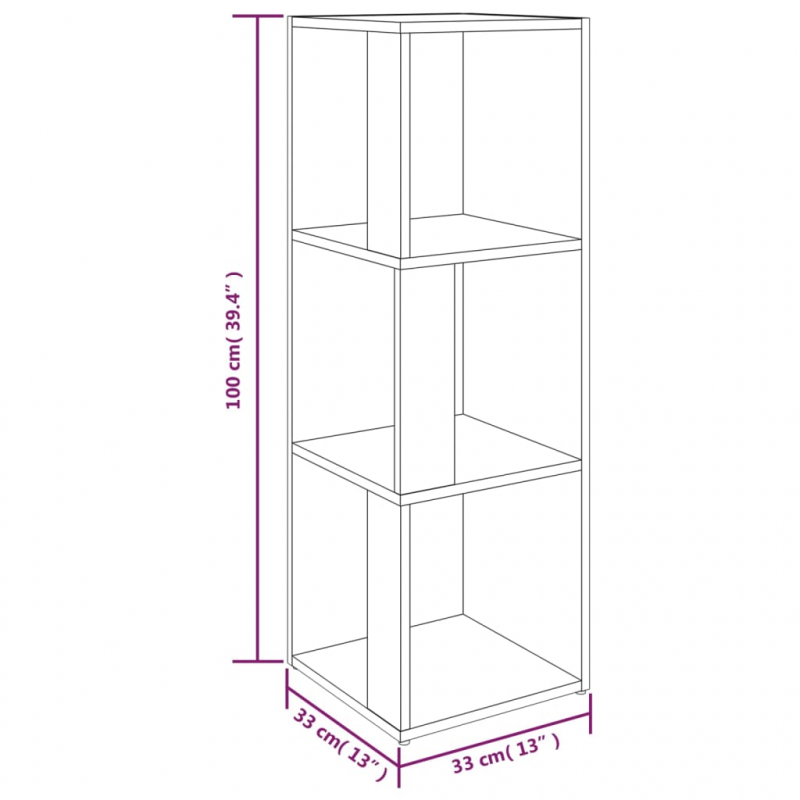 Eckregal Braun Eichen-Optik 33x33x100 cm Holzwerkstoff