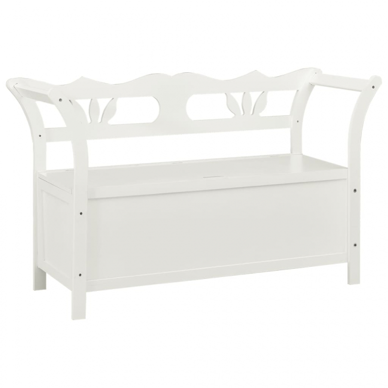 Sitzbank Weiß 107x45x75,5 cm Massivholz Tanne