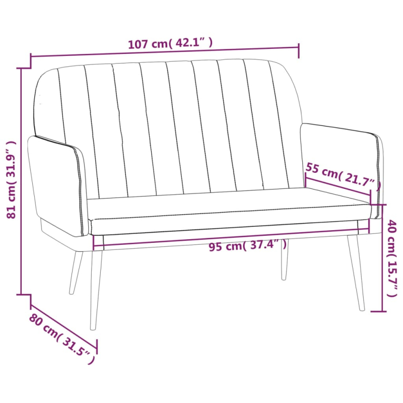 Sitzbank Schwarz 107x80x81 cm Kunstleder