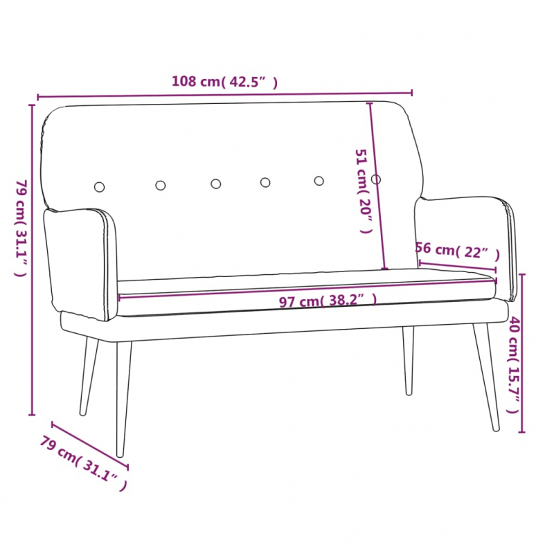 Sitzbank Hellgrau 108x79x79 cm Samt