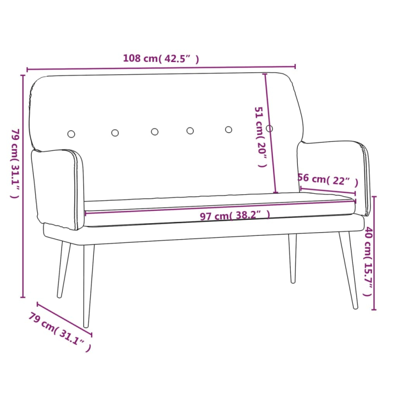 Sitzbank Gelb 108x79x79 cm Samt