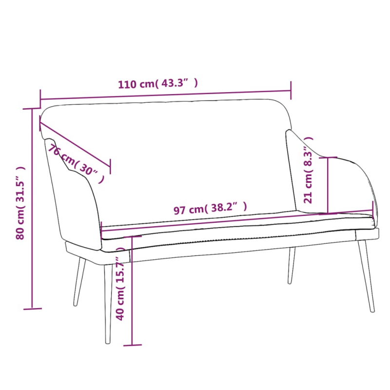 Sitzbank Hellgrau 110x76x80 cm Samt