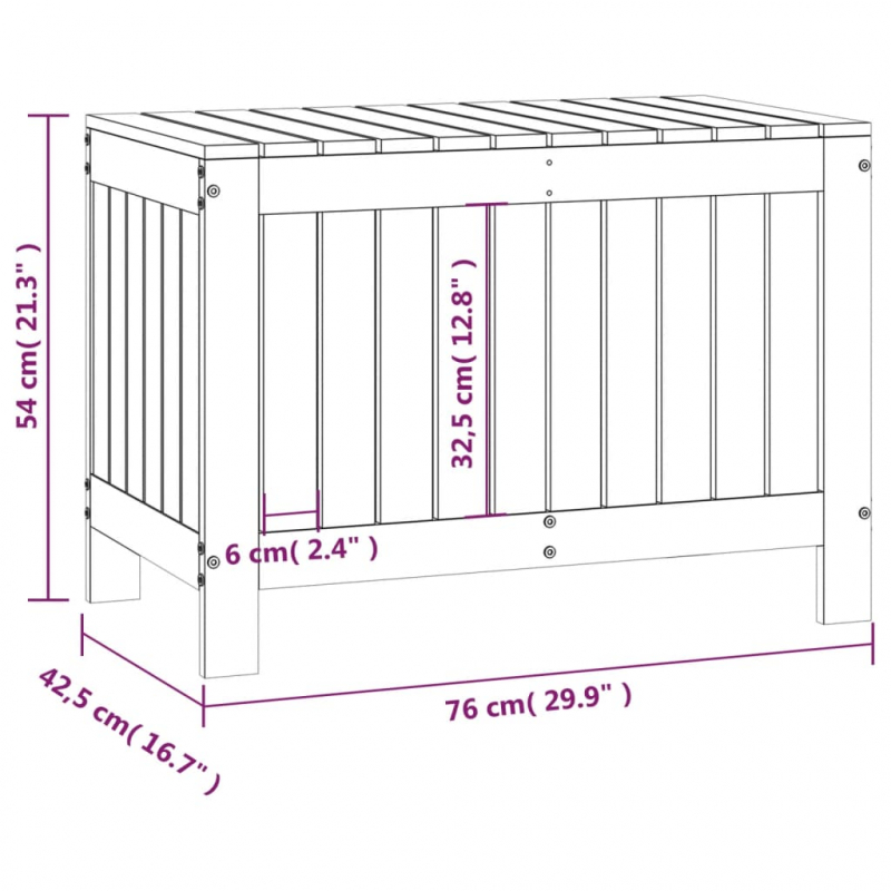 Gartentruhe Schwarz 76x42,5x54 cm Massivholz Kiefer