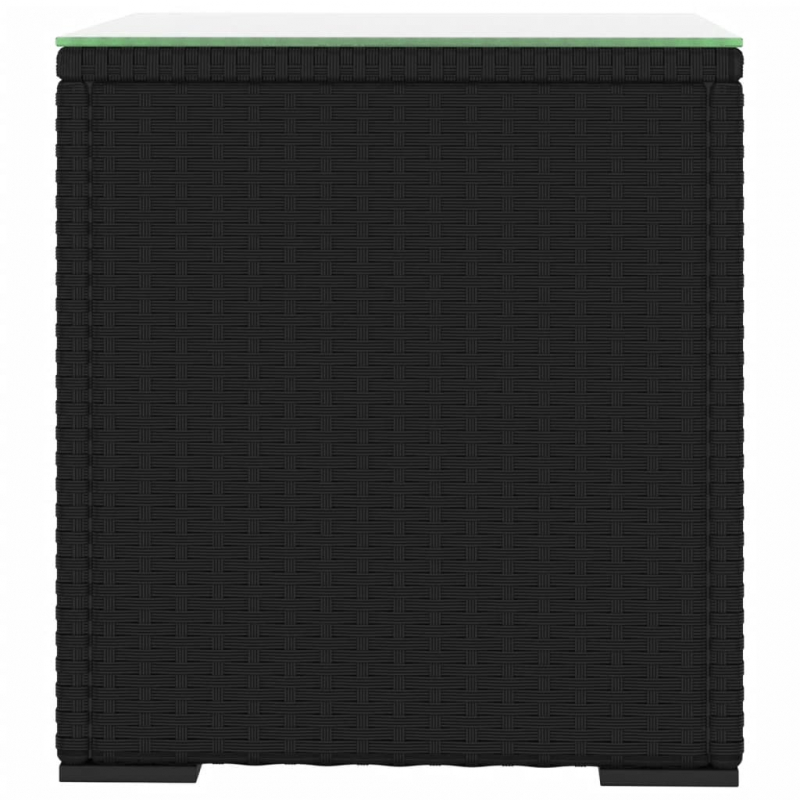 Beistelltisch Schwarz 40x37x40,5 cm Polyrattan und Hartglas