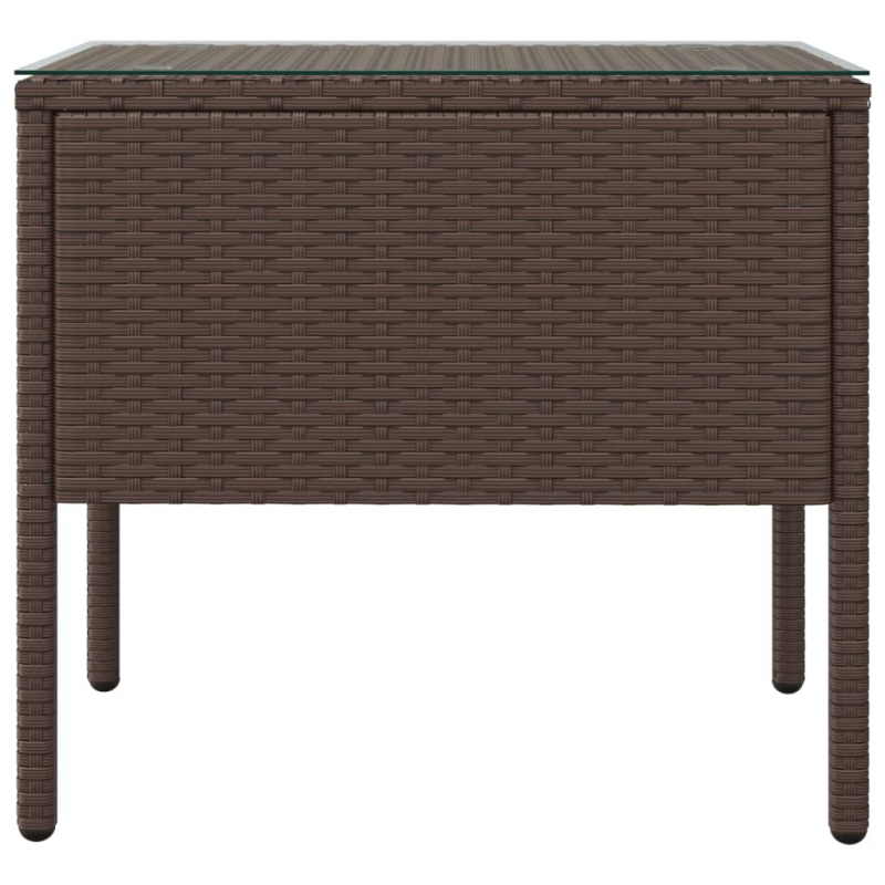 Beistelltisch Braun 53x37x48 cm Poly Rattan und Hartglas