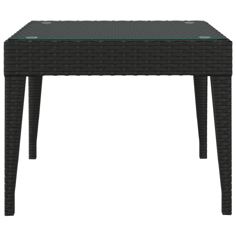 Beistelltisch Schwarz 50x50x38 cm Poly Rattan und Hartglas