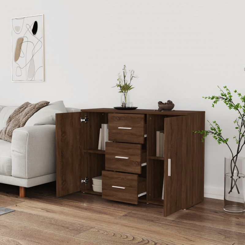 Sideboard Braun Eichen-Optik 91x29,5x65 cm Holzwerkstoff