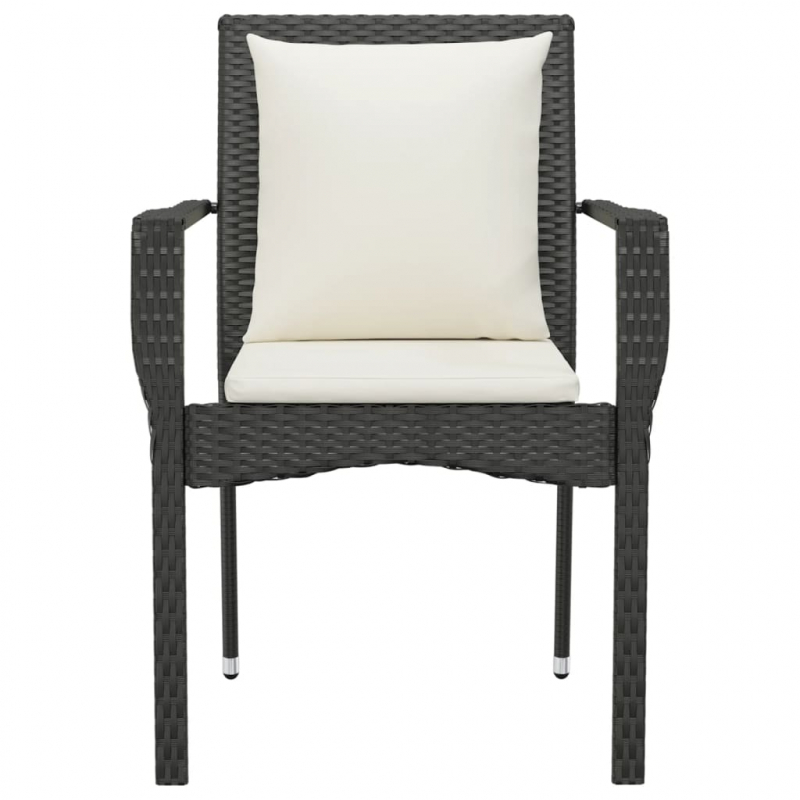 Gartenstühle mit Kissen 2 Stk. Poly Rattan Schwarz