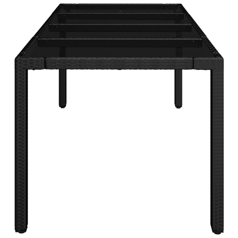 Gartentisch mit Glasplatte Schwarz 190x90x75 cm Poly Rattan