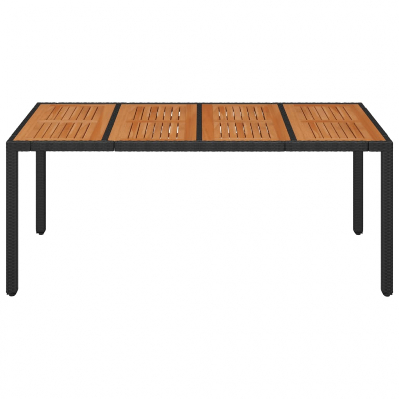Gartentisch mit Holzplatte Schwarz 190x90x75 cm Poly Rattan