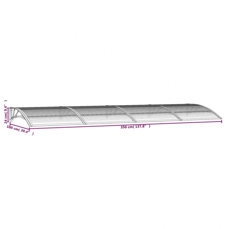 Türvordach Schwarz 350x100 cm Polycarbonat