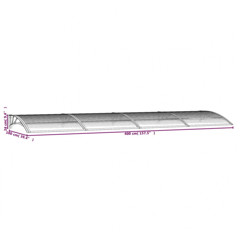 Türvordach Schwarz 400x100 cm Polycarbonat