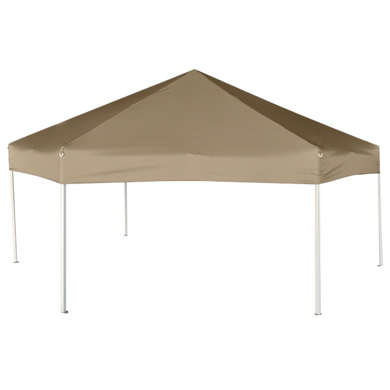 Faltpavillon mit Seitenwänden Sechseckig 3,6x3,1m Taupe 220g/m²