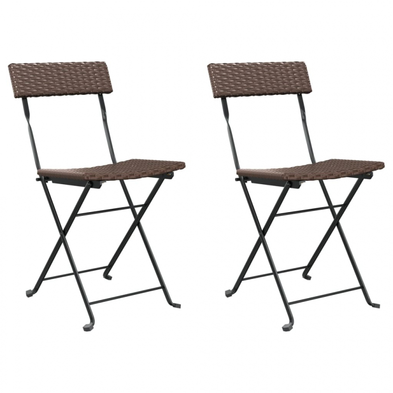 Bistrostühle 2 Stk. Klappbar Braun Poly Rattan und Stahl