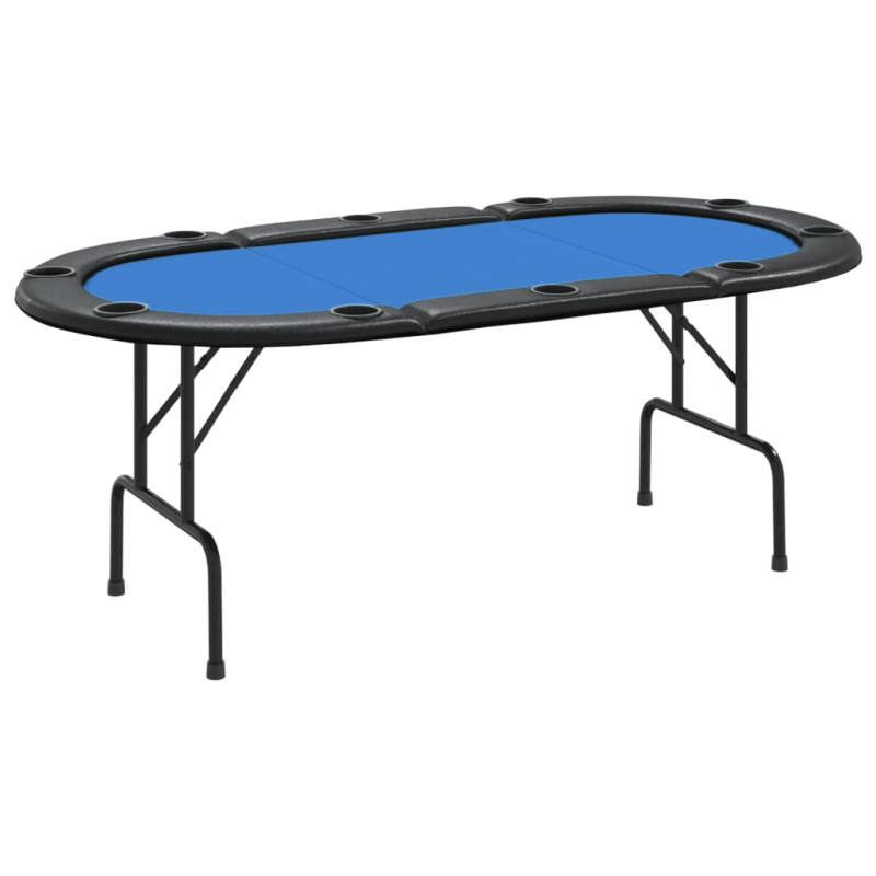 Pokertisch Klappbar 10 Spieler Blau 207x106x76 cm