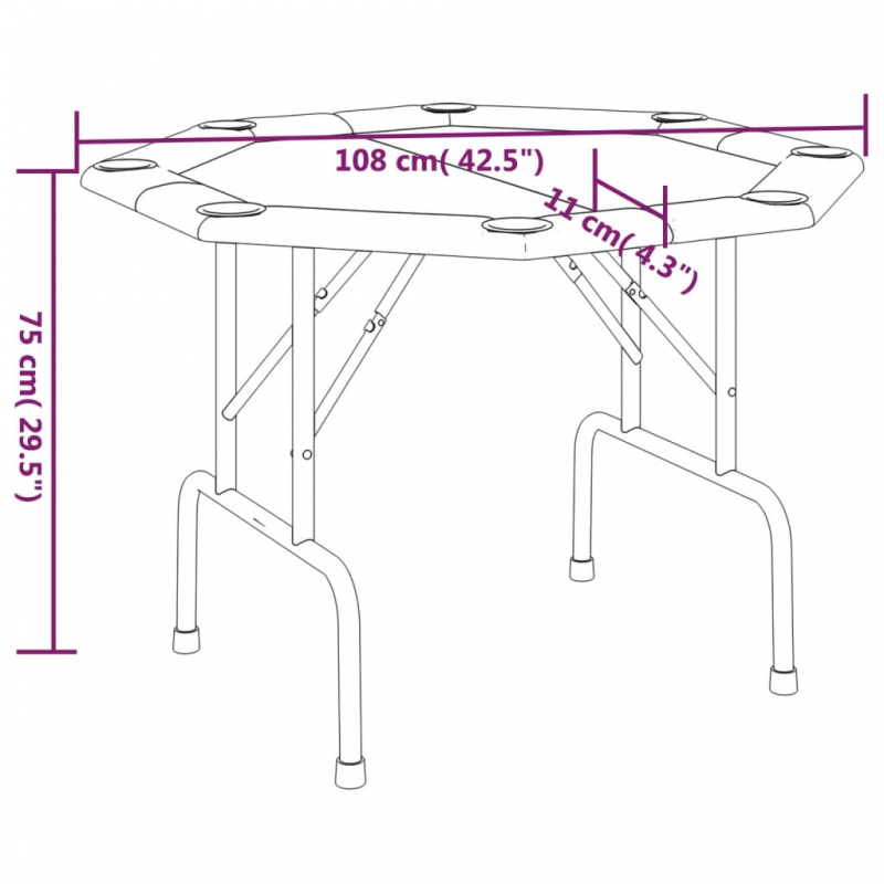 Pokertisch Klappbar 8 Spieler Blau 108x108x75 cm