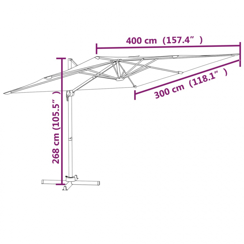 Ampelschirm mit Aluminium-Mast Sandweiß 400x300 cm