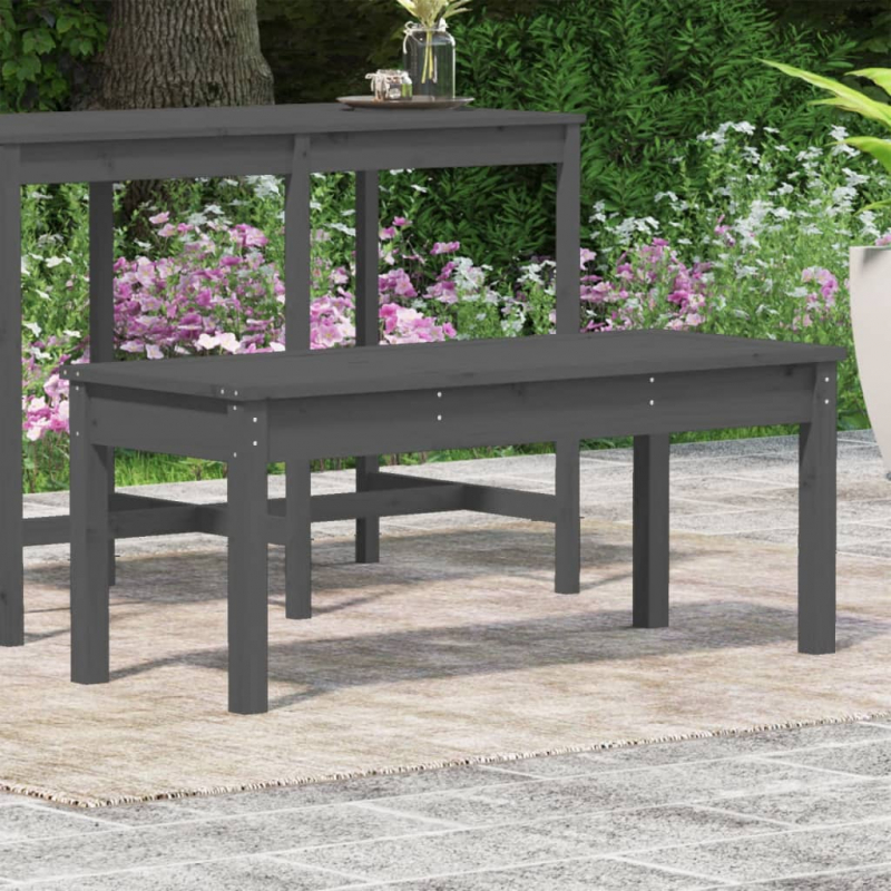 Gartenbank Grau 109x44x45 cm Massivholz Kiefer