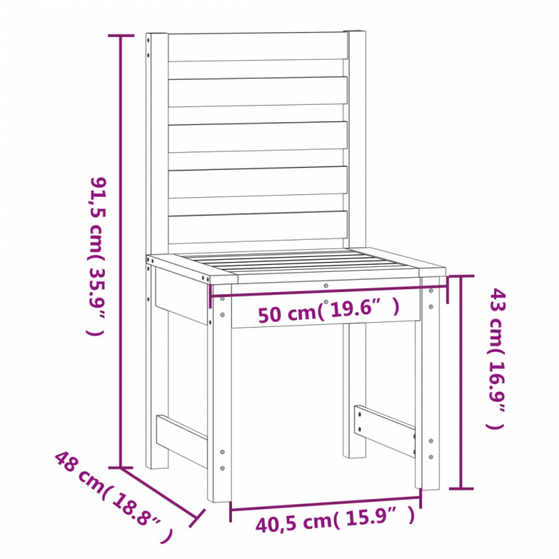Gartenstühle 2 Stk. 50x48x91,5 cm Massivholz Douglasie