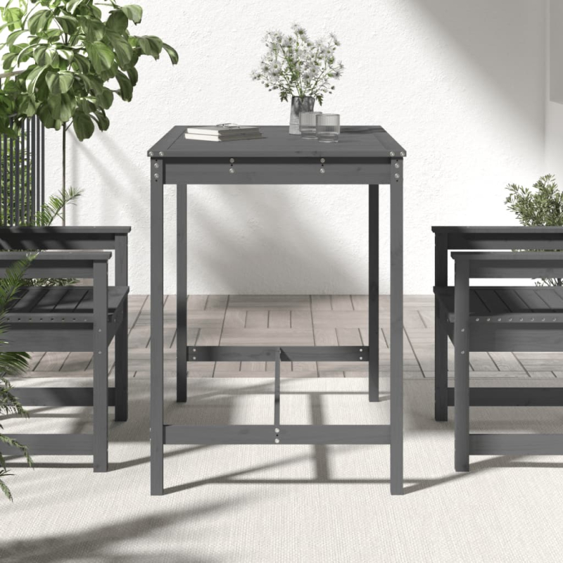 Gartentisch Grau 121x82,5x110 cm Massivholz Kiefer