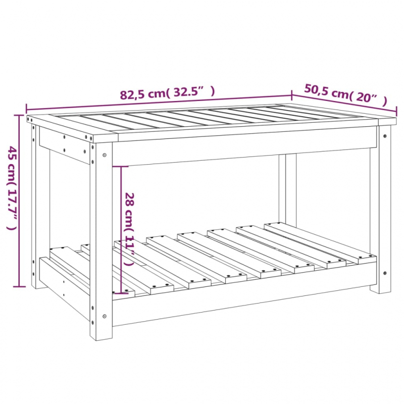 Gartentisch Grau 82,5x50,5x45 cm Massivholz Kiefer