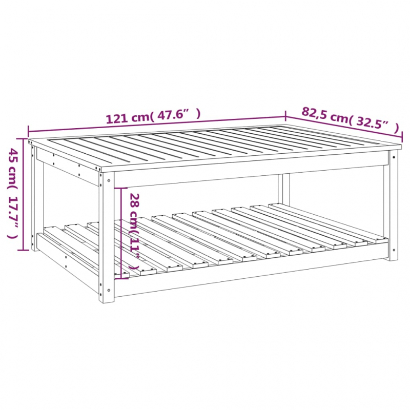 Gartentisch 121x82,5x45 cm Massivholz Douglasie