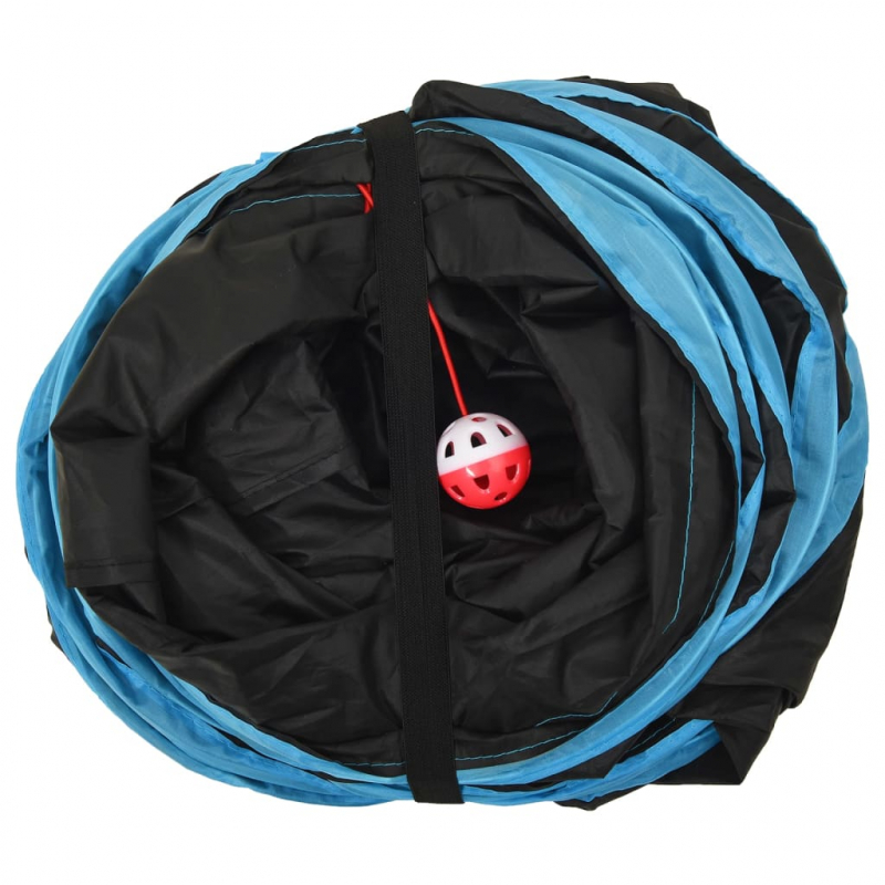 Katzentunnel 4-Wege Schwarz und Blau 25 cm Polyester