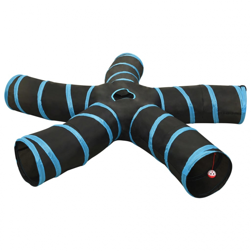 Katzentunnel 5-Wege Schwarz und Blau 25 cm Polyester