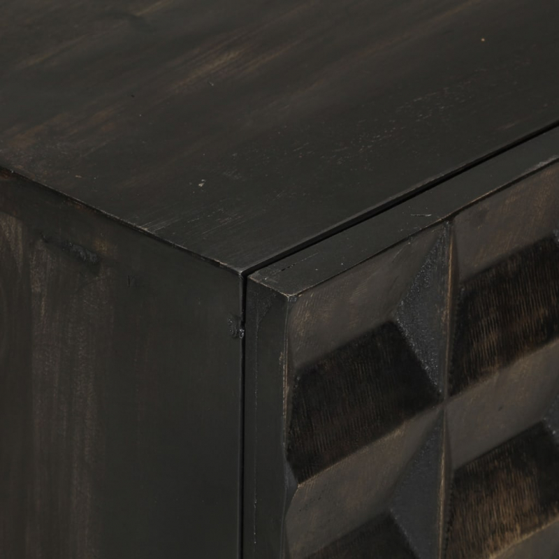 Sideboard Schwarz 55x34x75 cm Massivholz Mango und Eisen