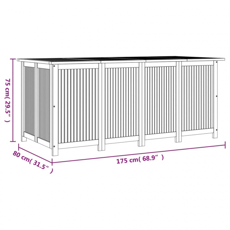 Gartenbox 175x80x75 cm Massivholz Akazie