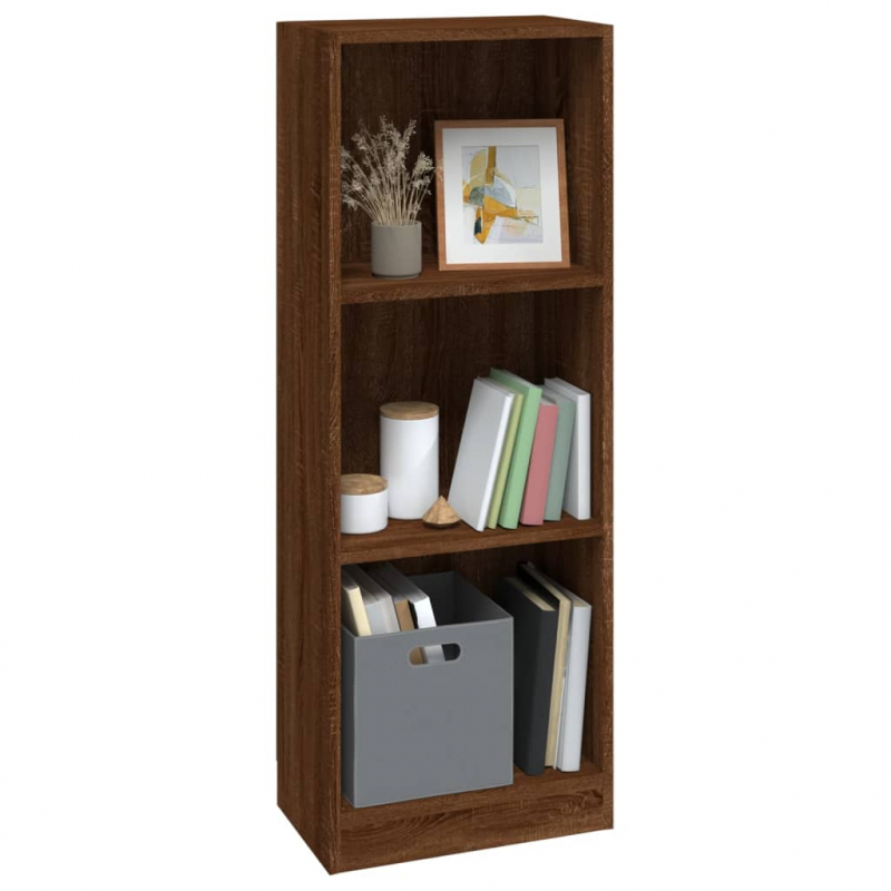 Bücherregal 3 Fächer Braun Eichen-Optik 40x24x109 cm