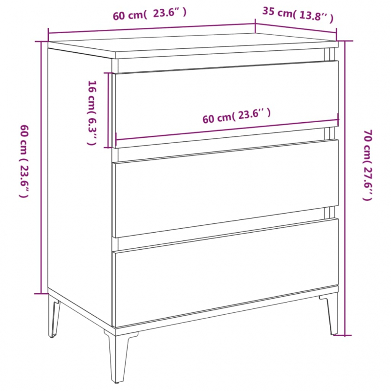 Sideboard Räuchereiche 60x35x70 cm Holzwerkstoff