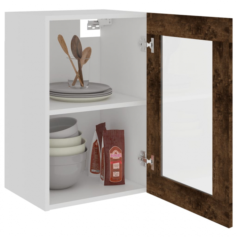 Hängeschrank Lyon Glas Räuchereiche 40x31x60 cm Holzwerkstoff