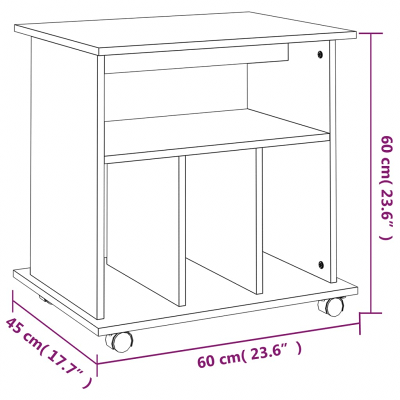 Rollschrank Räuchereiche 60x45x60 cm Holzwerkstoff