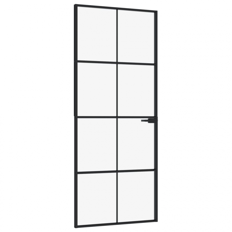 Innentür Schwarz 83x201,5 cm Hartglas & Aluminium Schlank