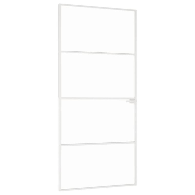 Innentür Weiß 93x201,5 cm Hartglas & Aluminium Schlank