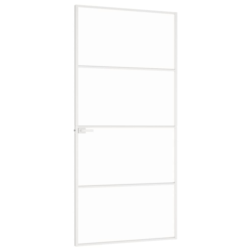 Innentür Weiß 93x201,5 cm Hartglas & Aluminium Schlank