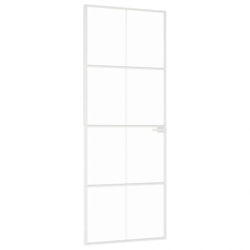 Innentür Weiß 76x201,5 cm Hartglas & Aluminium Schlank