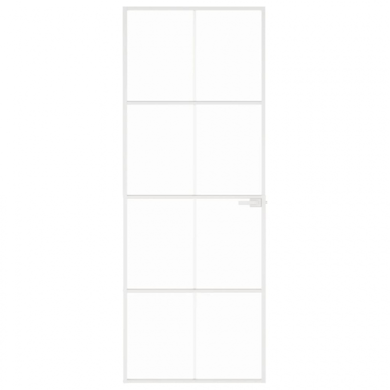 Innentür Weiß 76x201,5 cm Hartglas & Aluminium Schlank