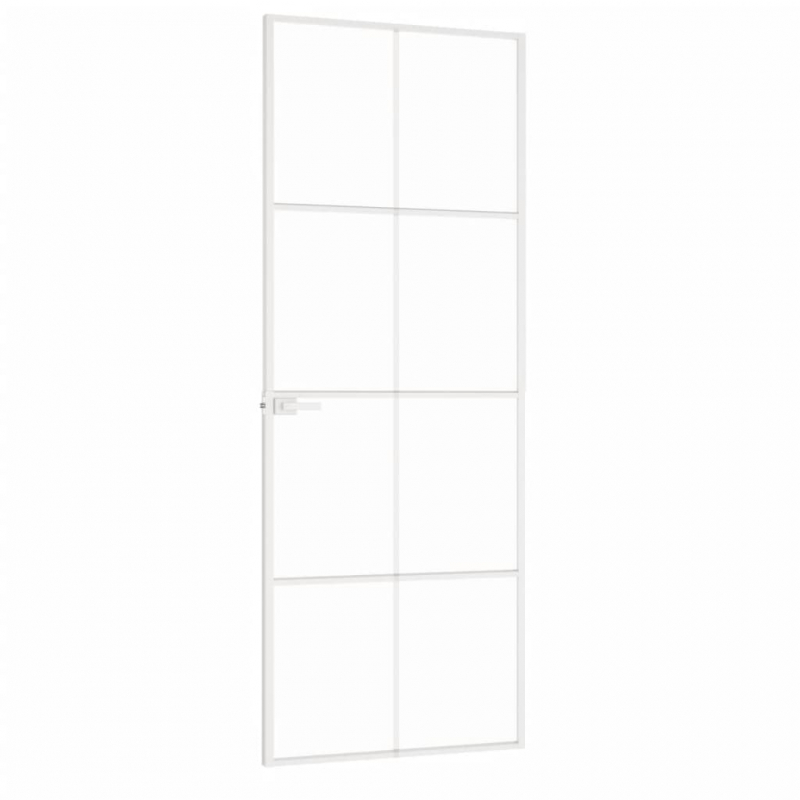 Innentür Weiß 76x201,5 cm Hartglas & Aluminium Schlank
