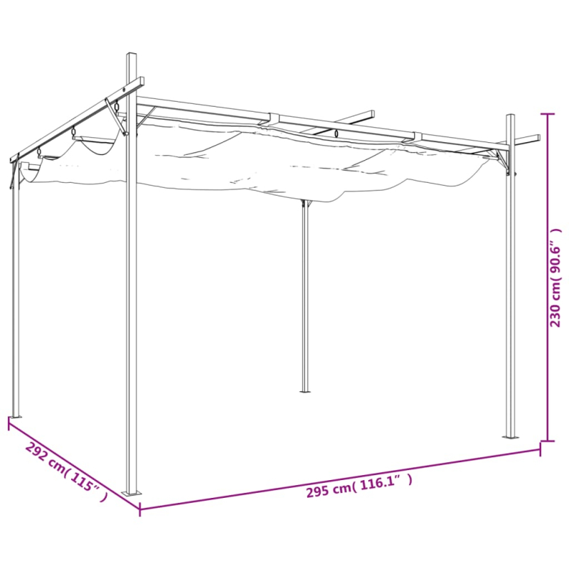 Pergola mit Schiebedach Creme 295x292x230 cm